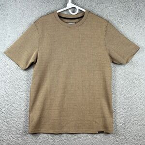 Mauvais Mens Medium Micro Houndstooth Knit T Shirt Tan‎ Black Short Sleeve Crew